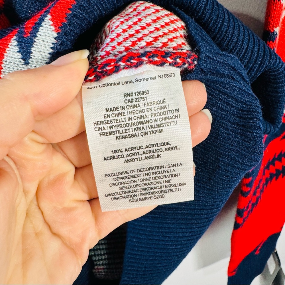 NWT NFL Patriots Aztec Geometric Knit Sweater Acrylic Navy Red M - Picture 5 of 6